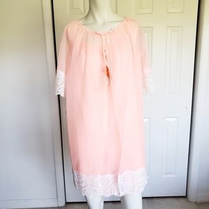 Dunlon vintage 1970s Short neon Night Gown lace